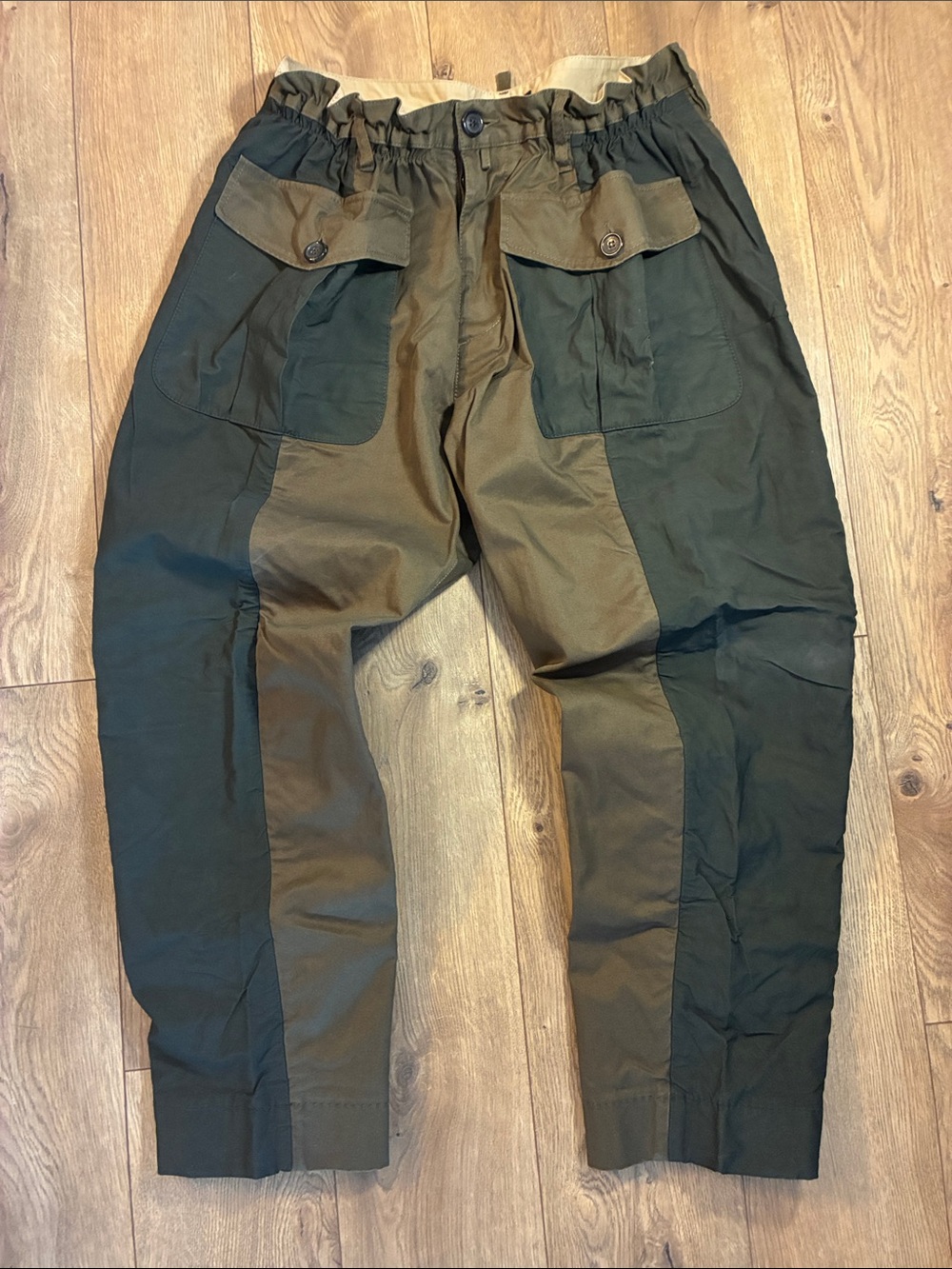 DSQUARED Two-Tone Olive & Dark Green Cargo Trousers